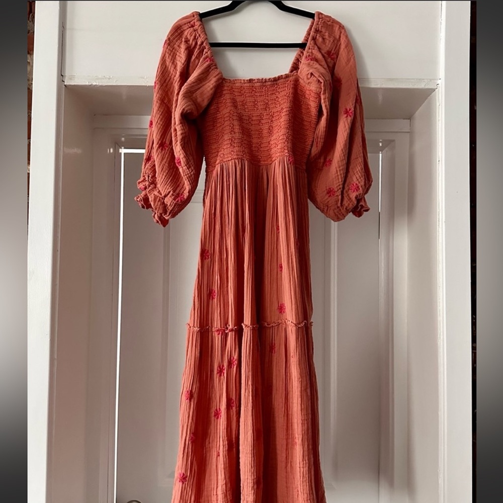 Free People dahlia embroidered maxi dress